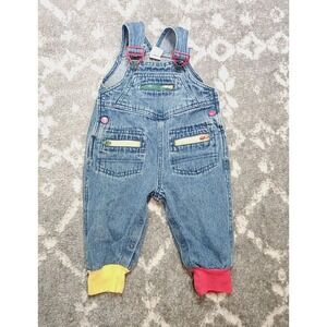 Vintage Retro McKids McDonald's Blue Red Yellow Denim Overalls 1994 12 M